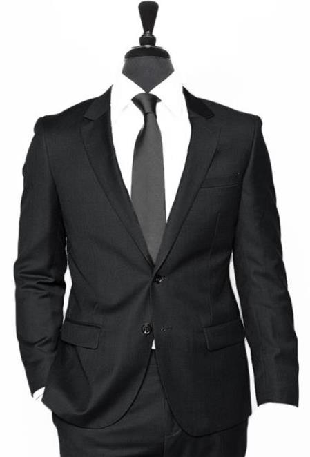 Mens Summer Linen suit - Black  Suit For Man Side Vented Modern Fit Notch Lapel