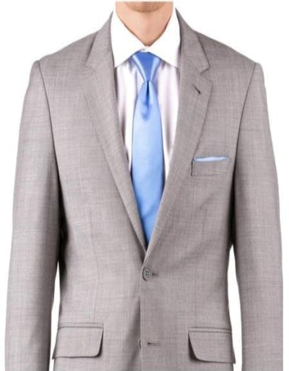 Suit And Shirt Combinations Slim Fit Groom & Groomsmen Suits Wedding Suits & Tuxedo Online + Gray Sharkskin + Free Shirt & Tie - 38 Short Jacket+32 Waist Adjust   28to34)(Height: 5 4 to5 7 )(Neck    15-16.5)S-M)