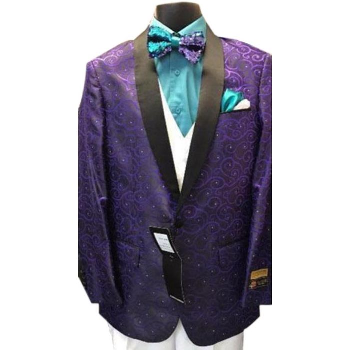 Alberto Nardoni Mens Purple Black Shawl lapel