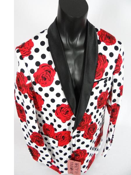 Mens New Years Outfit-Men's Blazer Jacket For Men Sport Coat White Red Black - S