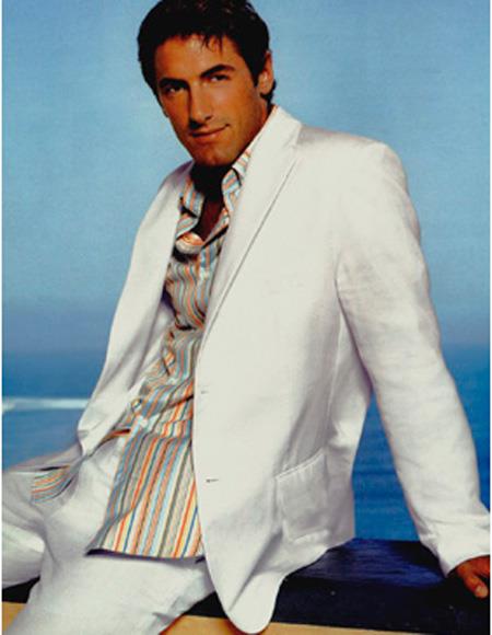 Men's Beach Wedding Attire Suit Menswear White $199 - 38 Short Jacket+32 Waist Adjustable 28to34)(Height: 5’4”to5’7”)(Neck 15-16.5)S-M)