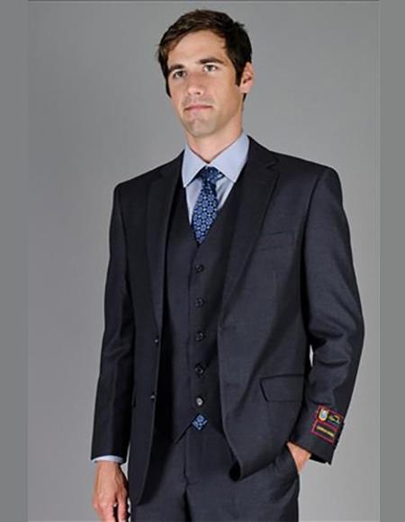 Giorgio Fiorelli Suit Men's Solid Charcoal Suit - 36 Short