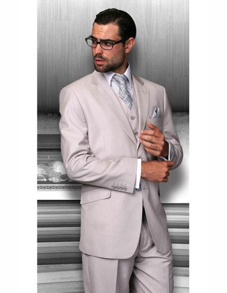 Men's Solid Sand Athletic Cut Classic Suits - 38 Short Jacket+32 Waist Adjustable 28to34)(Height: 5’4”to5’7”)(Neck 15-16.5)S-M)