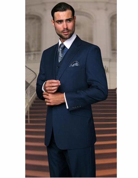 Indigo Bright Blue Athletic Cut Classic Suits - 34 Short or Extra Small
