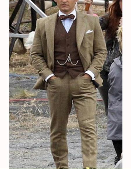 The Great Gatsby Tobey Maguire Suit - Mens Great Gatsby Costume - 38 Short Jacket+32 Waist Adjustable 28to34)(Height: 5’4”to5’7”)(Neck 15-16.5)S-M)