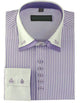 High Collar Clubbing Burgundy Stripe AH606 Men's Dress Shirt