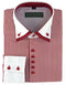High Collar Clubbing Burgundy Stripe AH606 Men's Dress Shirt