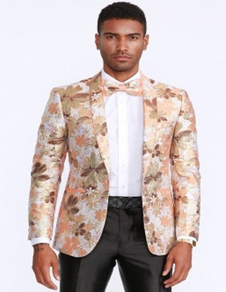 Orange Peach Blazer Tuxedo + Bowtie - 52 Long