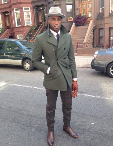 Green Double Breasted Suit Many Styles & Brands $99UP Men's Olive Green Designer Men's Wool Feel - Designer Brand Men's Peacoat Sale Double Breasted Wool Fabric - S Or Small