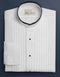 White Pleated Mandarin Tuxedo Collarless Dress Shirt