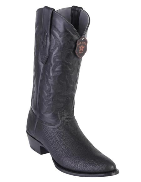 Los Altos Boots Shark R-Toe Black Cowboy Boots-New Designer Collection