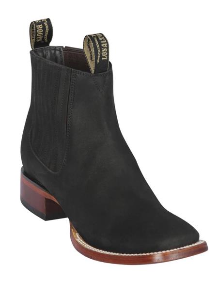 Black Men's Los Altos Boots Nobuk Charro Botines Handcrafted - 6EE