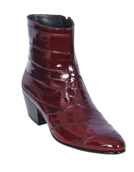 Mens Dress Ankle Boots Los Altos Boots Short Cowboy Boot - Western Ankle Boots Exotic Skin + Burgundy + Skin Type-New Designer Collection