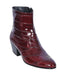 Mens Dress Ankle Boots Los Altos Boots Short Cowboy Boot - Western Ankle Boots Exotic Skin + Burgundy + Skin Type-New Designer Collection