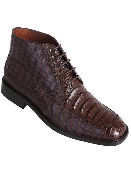 Mens Dress Ankle Boots Los Altos Boots Short Cowboy Boot - Western Ankle Boots Exotic Skin + Brown + Skin Type - US 8.0 Standard/D/ Medium / Eu:41-42
