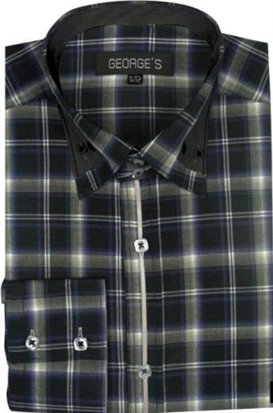 black dress shirt with pattern Silk Shirts for Men Short Sleeve Geometric Diamond Pattern Silk Dress Shirt