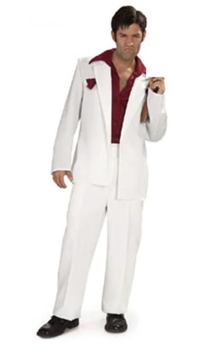 Tony Montana Suit Scarface White Suit White One Chest Pocket Scarface Suit + Red Shirt - 58R