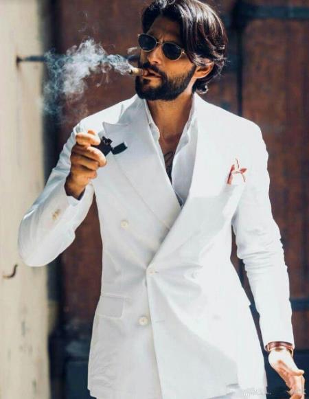 Mens Summer Linen suit - White Suit For Man Side Vented Modern Fit Notch Lapel