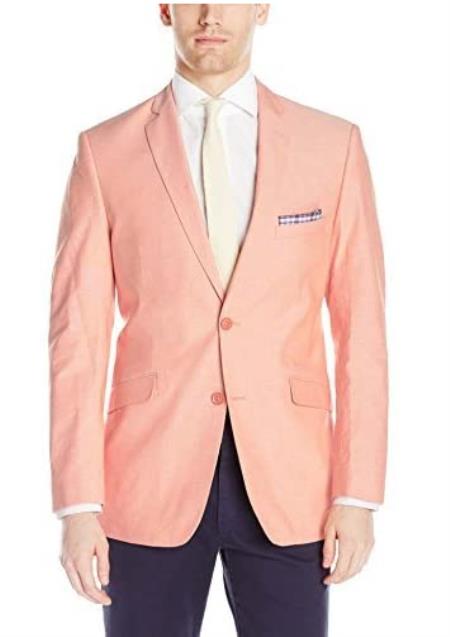 Mens Chambray Sportcoat - Chambray Blazer - Summer Cotton Blazer Peach Orange - Coat Size 38