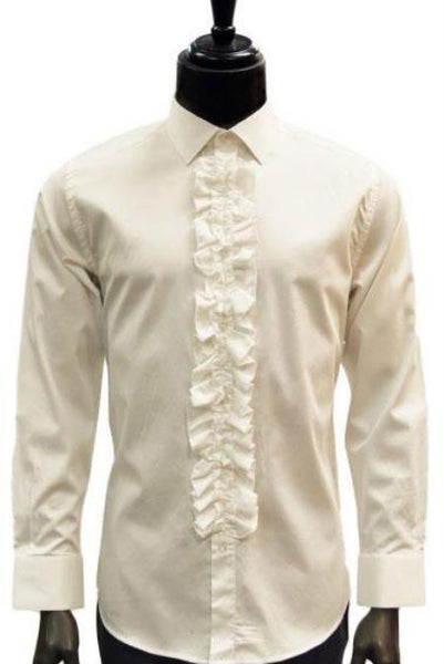 Men's Classic Ruffle Tuxedo Shirt Ivory Lvory 15.5 Neck / 34-35" Sleeve Men's Classic Ruffle Tuxedo Shirt Ivory Lvory 15.5 Neck / 34-35" Sleeve
