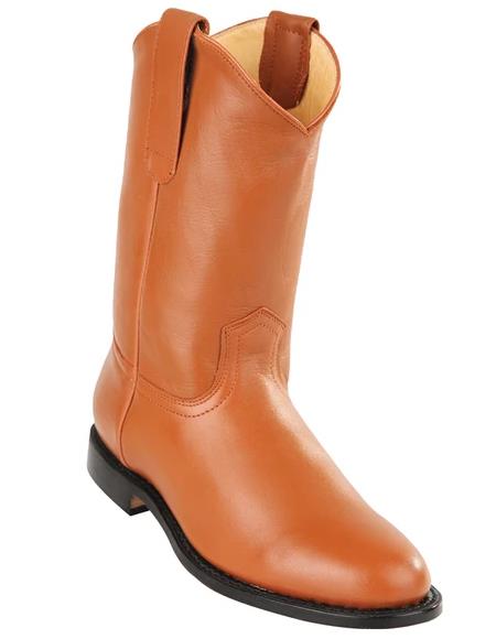 Mens Pull On Roper Boots With Leather Sole Honey Deerskin Boots - Deer Boots - Deer Skin Boots - 6