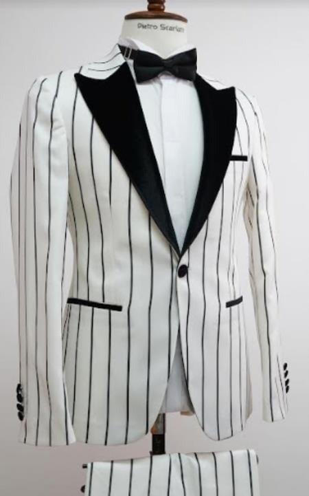 White And Black Pinstripe 1920 Gangster Suit