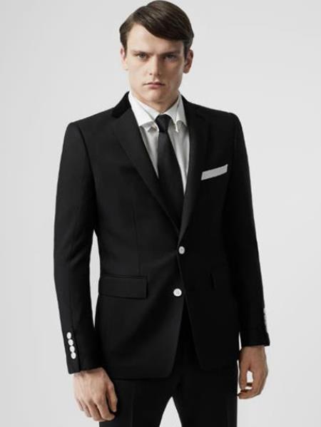 "Wholesale Mens Jackets - Wholesale Blazer - "Black Blazer With White Buttons - 52 Long