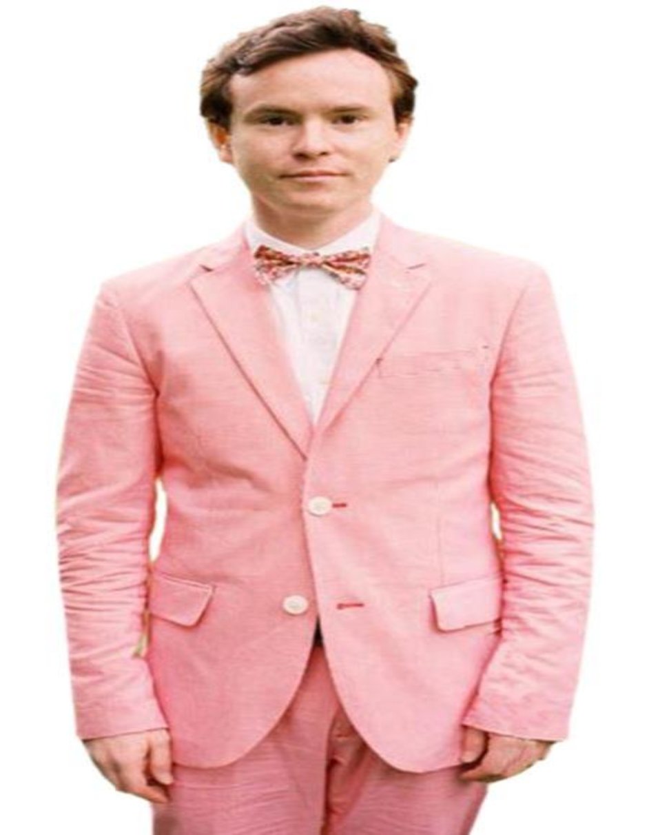 Mens Pink Linen Suit - Single Breasted Summer Suit - Coat Size 38