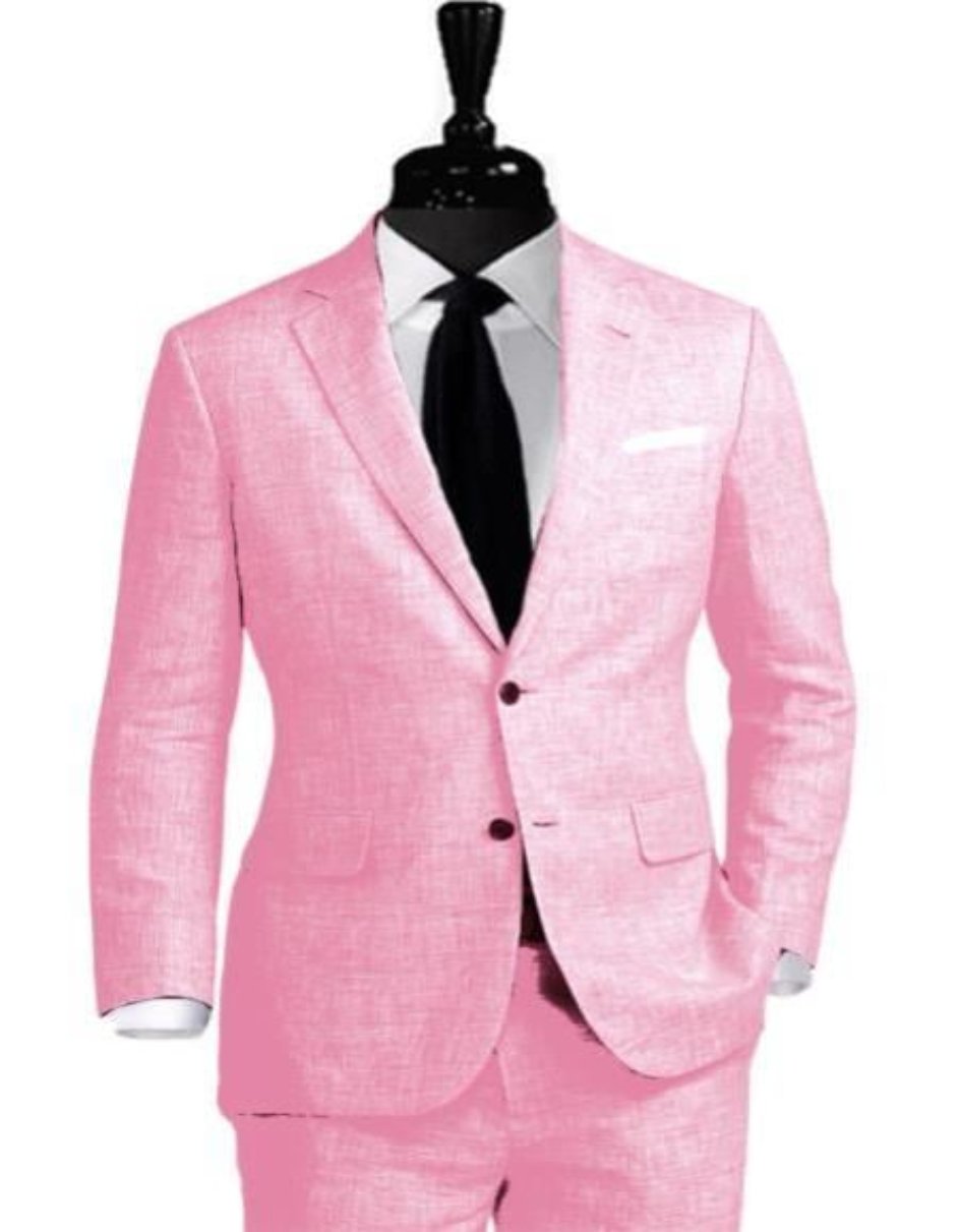 Mens Pink Linen Suit - Summer Suit - 34 Short or Extra Small