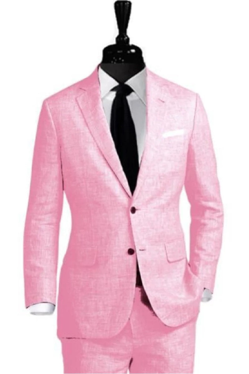 Mens Pink Linen Suit - Summer Suit Pink Seersucker Suits - 34 Short or Extra Small