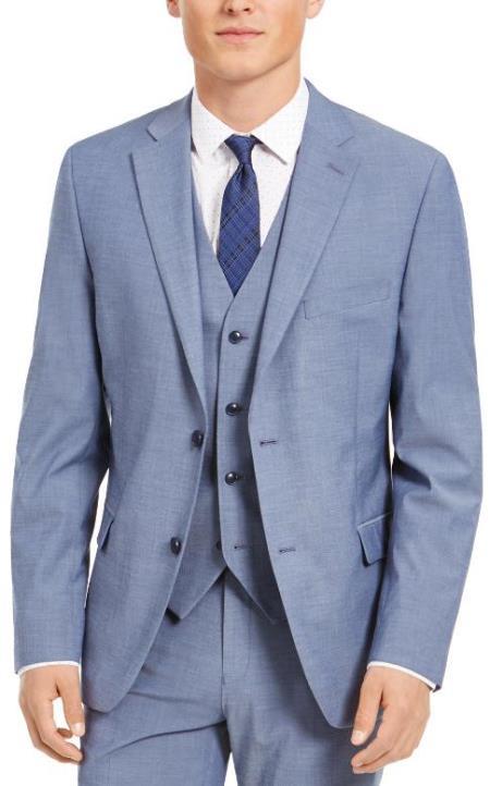 Mens Ice Blue Suit - 38 Short Jacket+32 Waist Adjust 28to34)(Height: 5 4 to5 7 )(Neck  15-16.5)S-M)