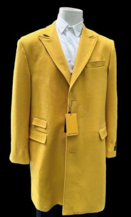 Mens Gold - Yellow Fashion Overcoat - Gold - Yellow Carcoat - Coat Size 38