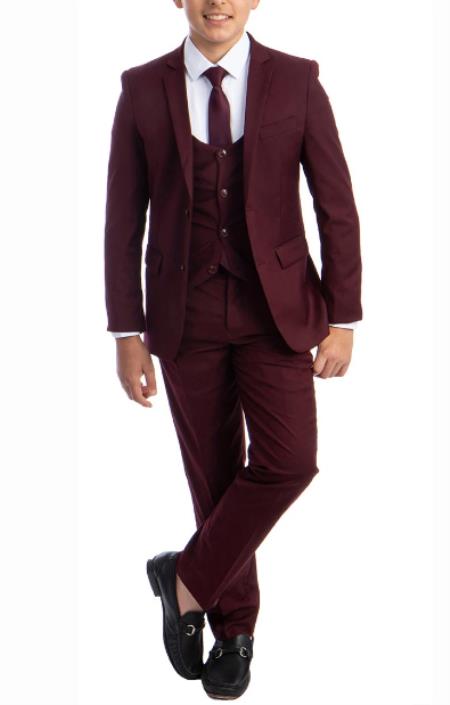 Designer Boys Suit - Designer Kids Burgundy Suit - Boy Size : 4 (Weight 38 to 49)