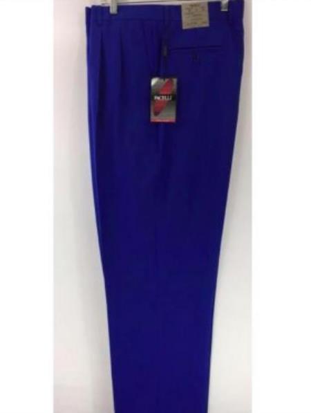 Mens Double Pleated Trousers - Double Pleated Dress Pants - Slacks Royal Blue - dress size pants : 28 Unfinished bottom
