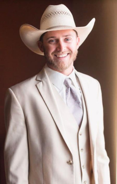 Mens Natural - Sand Cowboy Tuxedo - White Cowboy Suit
