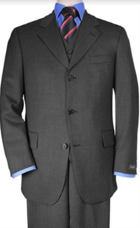 Classic Fit - Dark Grey Suit - Three Button Vested Suit - Athletic Fit-New Designer Collection