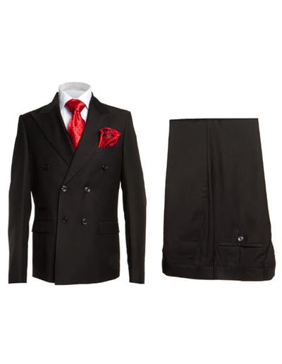 Rossiman Mens Formal Black Slim Fit Suit 3-Piece with Stylish Vest & Trousers