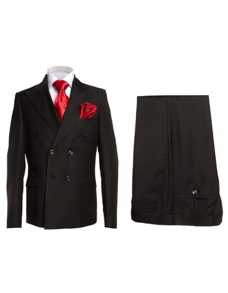 Rossiman Mens Formal Black Slim Fit Suit 3-Piece with Stylish Vest & Trousers