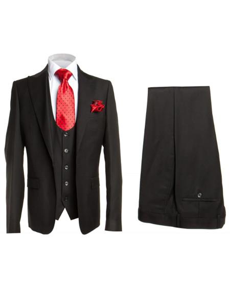 Rossi Man Men's Slim Fit Black Suit Double-Breasted Vest, Elegant Formalwear