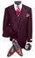 Mens Big and Tall Size Suits - Plus Size Mens Burgundy Suit - Peak Lapel Ticket Pocket