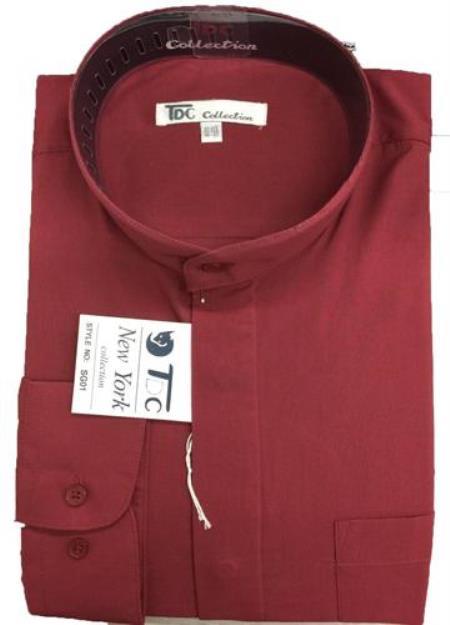 Mens Burgundy Shirt With Tie - Small 14.5” Neck / 32-33” Sleeve