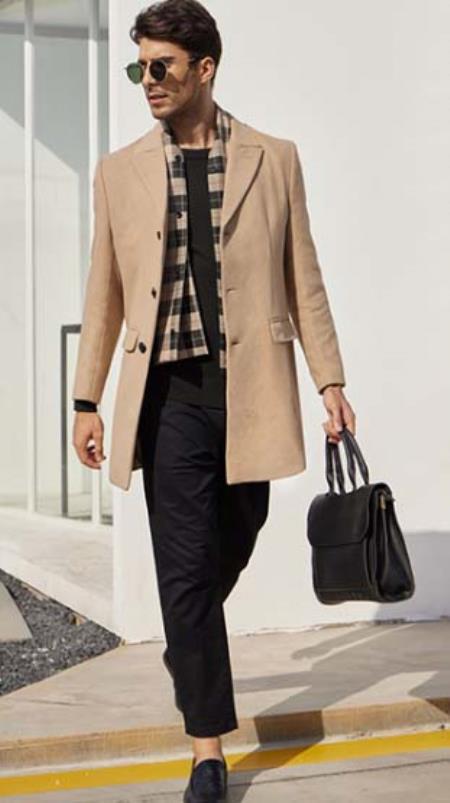 Mens Overcoat Tan - Coat Size 38