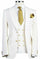 Men White Designer Gold Button Wedding Grooms Dinner Suit