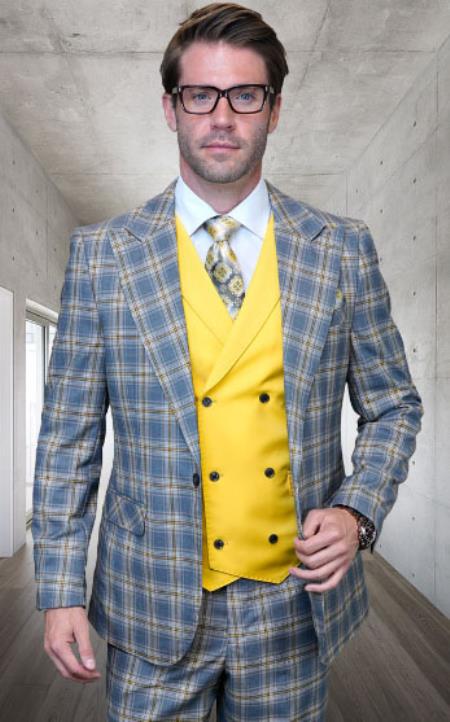 Mens 1 Button Modern Fit Suits Flat Front Pants Suit - Gray - 38 Short Jacket+32 Waist Adjustable 28to34)(Height: 5’4”to5’7”)(Neck 15-16.5)S-M)