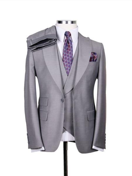 Big Lapel - Wide Lapel - Tom Ford Style Suit - Ticket Pocket - Gray - 38 Short Jacket+32 Waist Adjustable 28to34)(Height: 5â€™4â€to5â€™7â€)(Neck 15-16.5)S-M)