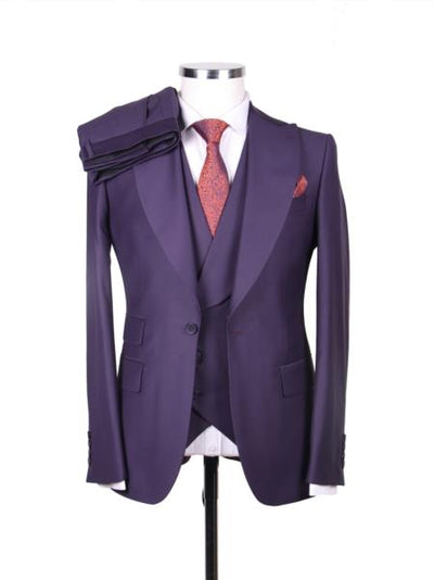 Big Lapel - Wide Lapel - Tom Ford Style Suit - Ticket Pocket - Purple