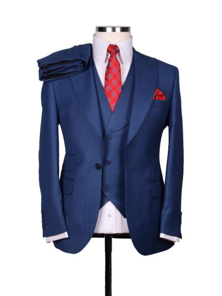 Big Lapel - Wide Lapel - Tom Ford Style Suit - Ticket Pocket - Navy Blue - 38 Short Jacket+32 Waist Adjustable 28to34)(Height: 5â€™4â€to5â€™7â€)(Neck 15-16.5)S-M)