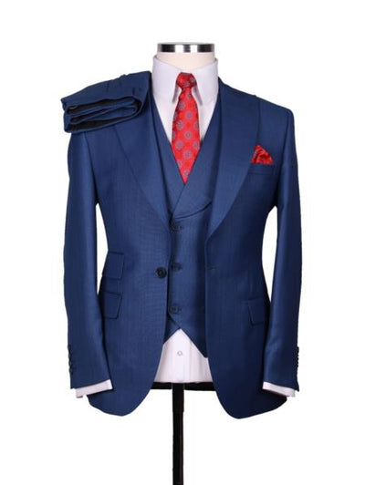 Big Lapel - Wide Lapel - Tom Ford Style Suit - Ticket Pocket - Navy Blue