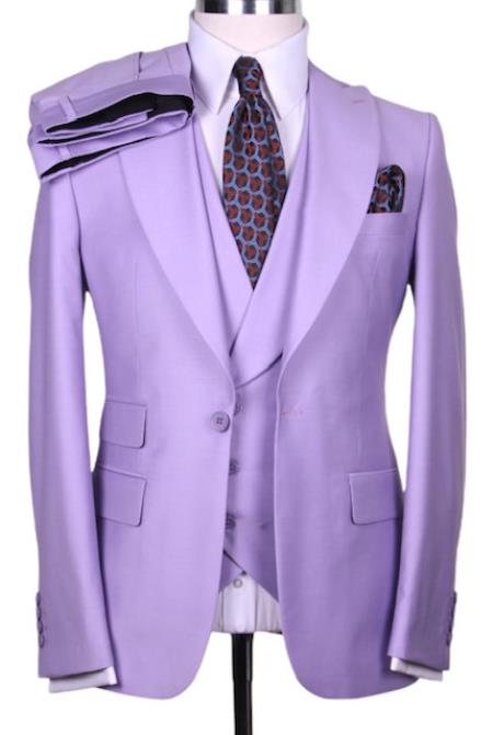 Big Lapel - Wide Lapel - Tom Ford Style Suit - Ticket Pocket - Purple - 38 Short Jacket+32 Waist Adjustable 28to34)(Height: 5â€™4â€to5â€™7â€)(Neck 15-16.5)S-M)