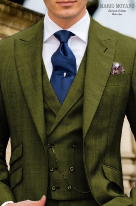 Call If Not Text Or Whatsup 3104300939 To Setup The Group - Call: 3104300939 Dark Olive Suit With Double Breasted Vest Grooms And Groomsmen Suit - 38 Short Jacket+32 Waist Adjustable 28to34)(Height: 5’4”to5’7”)(Neck 15-16.5)S-M)
